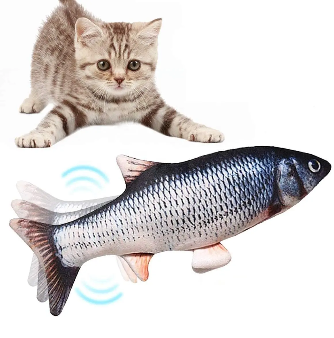 Simulazione realistica della peluche giocattolo elettrico del gatto del pesce del Kicker della Catnip del Catnip di vibrazione elettrica mobile lavabile 3D