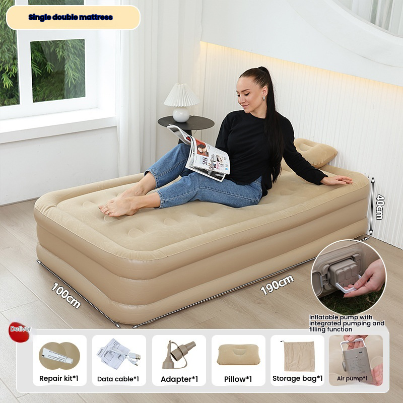 Beige single double-layer mattress