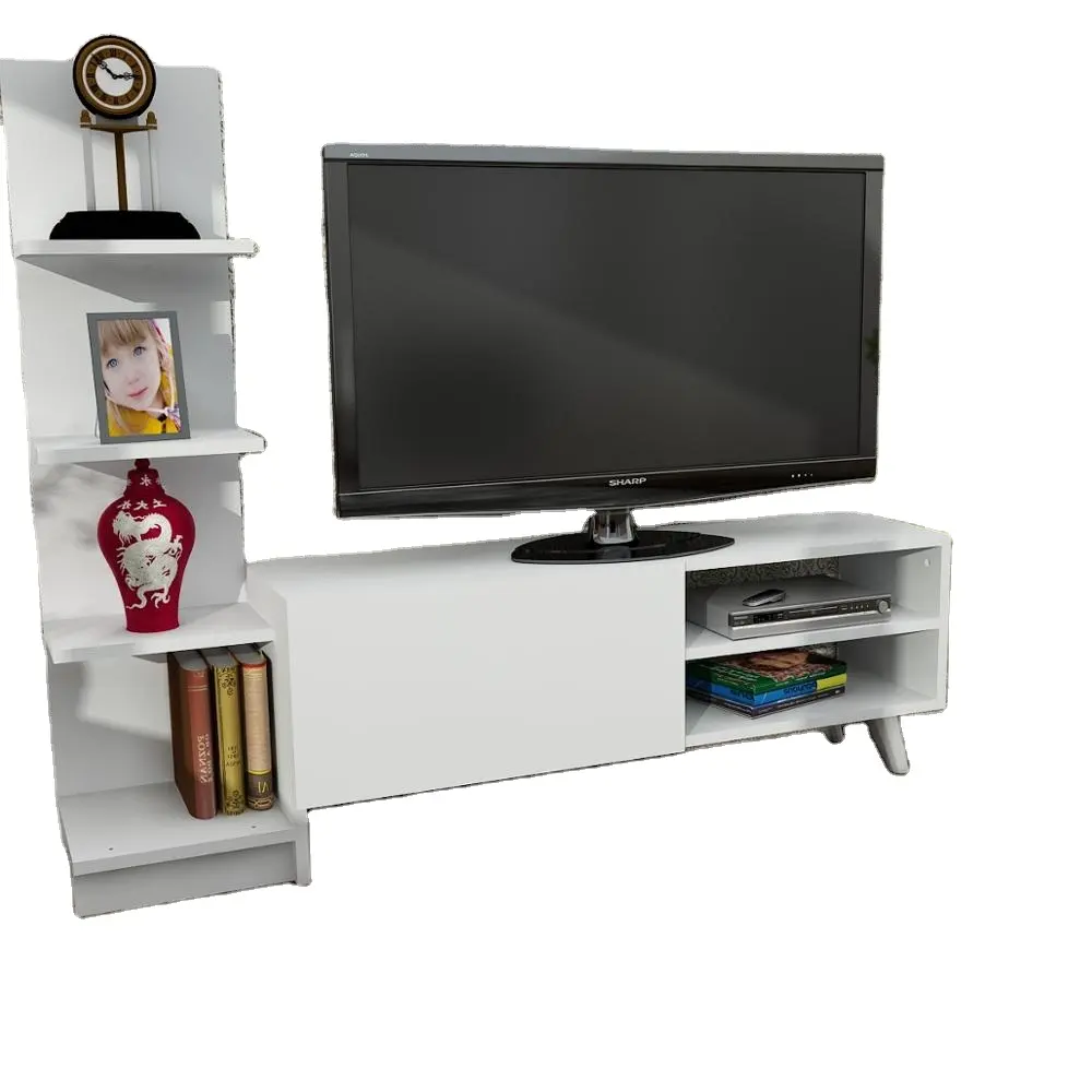 Mueble moderno de madera, mueble de Tv Simple de Salvador, Color blanco