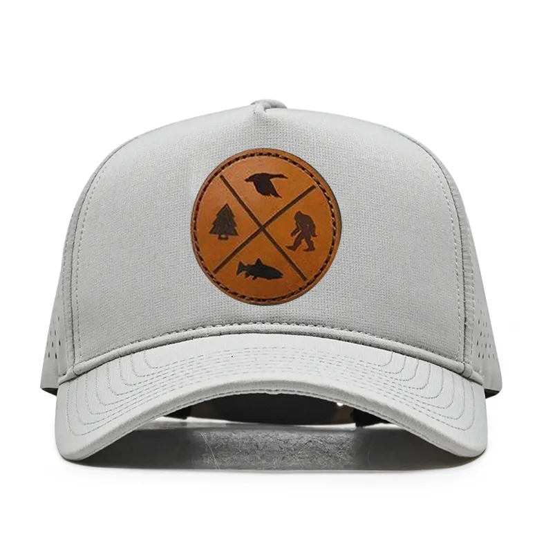 Custom Logo 5 Panel Fashion Waterproof Breathable Sport cap Casual Laser Cut Drilled Hole Trucker Hat