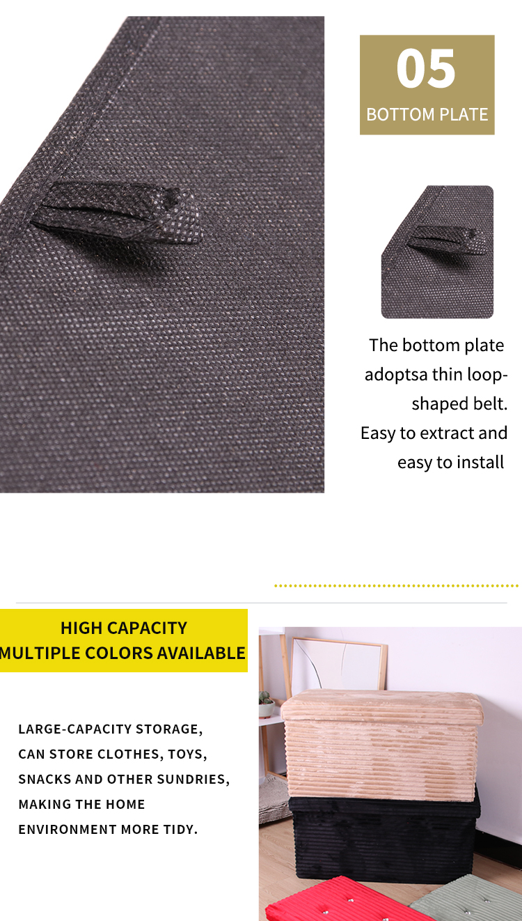 Factory Direct Modern Furniture Decorative Rhinestone Foldable Storage Stool Flannel Ottoman For Living Room