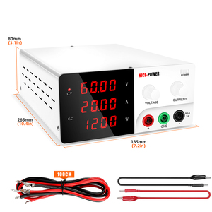 KUAIQU-Fuente de alimentación de CC para laboratorio de sobremesa, ajustable y estable, de alta potencia, 60V, 20A, 1200W, pantalla LED de 4 dígitos, 220V - Product Image 3