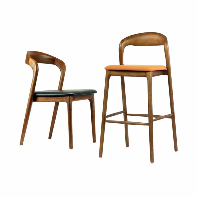 Solid wooden hot selling commercial used furniture coffee shop cafe chairs high middle bar chairs restaurant chair