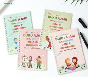 จม2025สำหรับหนังสือมายากล4สมุดลอกแบบนำกลับมาใช้ใหม่ได้หนังสือลายมือสำหรับเด็กเรียนรู้ภาษาอังกฤษสเปนตัวเลขตัวอักษรทำคงทน PA - Product Image 6