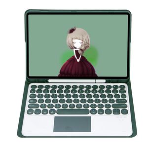 For Samsung Tab S8 11 Inch 2021 / S7 11 Inch Candy Color TPU Shell Pen Slot <strong>Round</strong> <strong>Key</strong> with Touch <strong>Keyboard</strong> Leather Case - Product Image 2