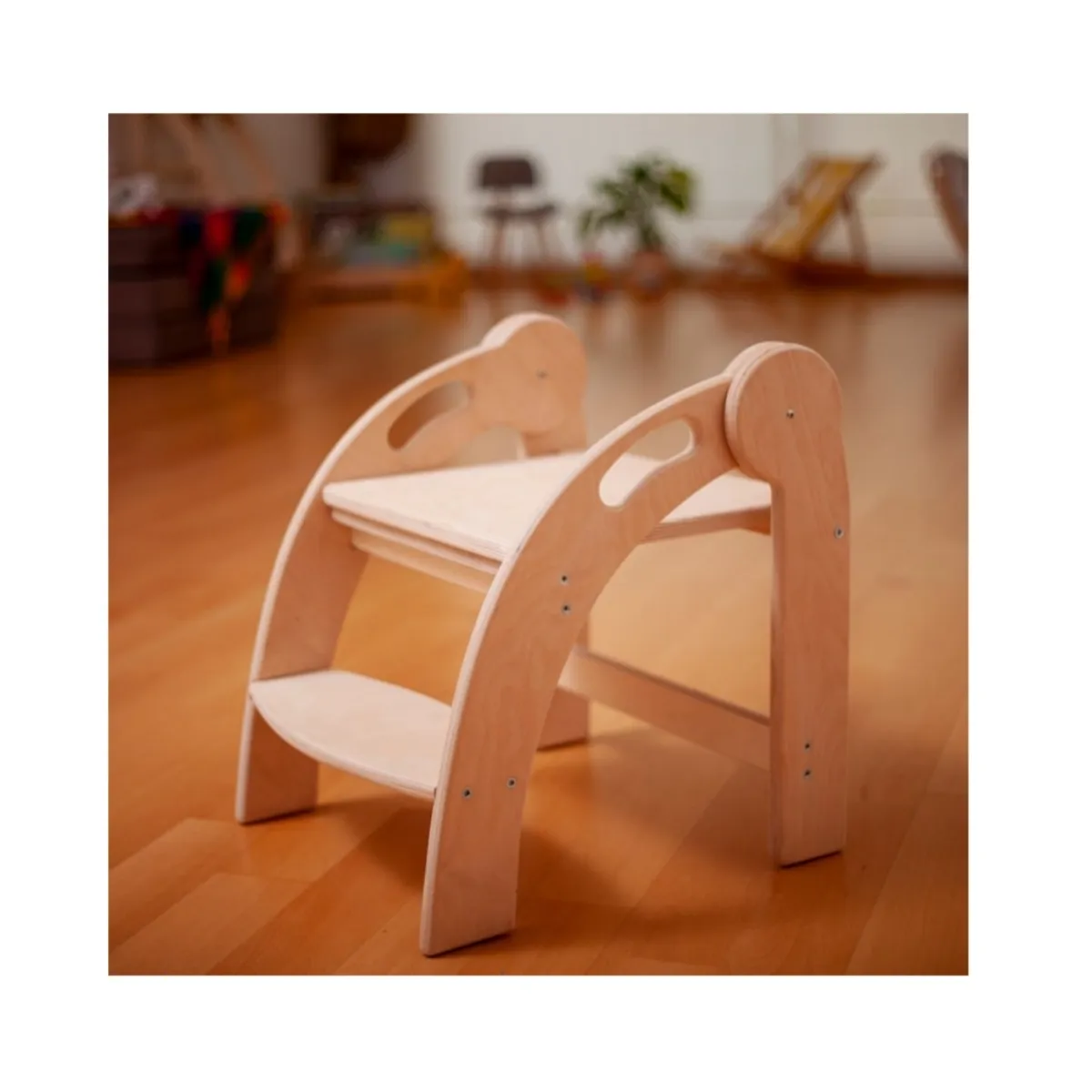 Personalizzato prezzo di fabbrica in legno naturale sgabello per bambini pieghevole in legno sedia a gradini eco-friendly bambino Montessori sgabello