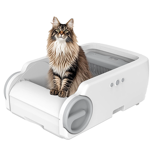 Caja de arena inteligente abierta superior gris para gatos
