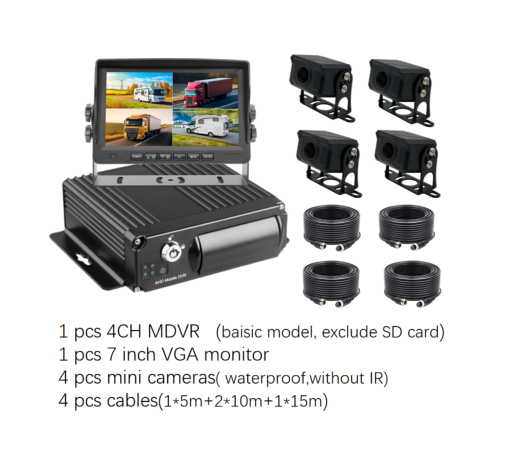 MDVR & mini caméra 4 canaux & moniteur 7 pouces