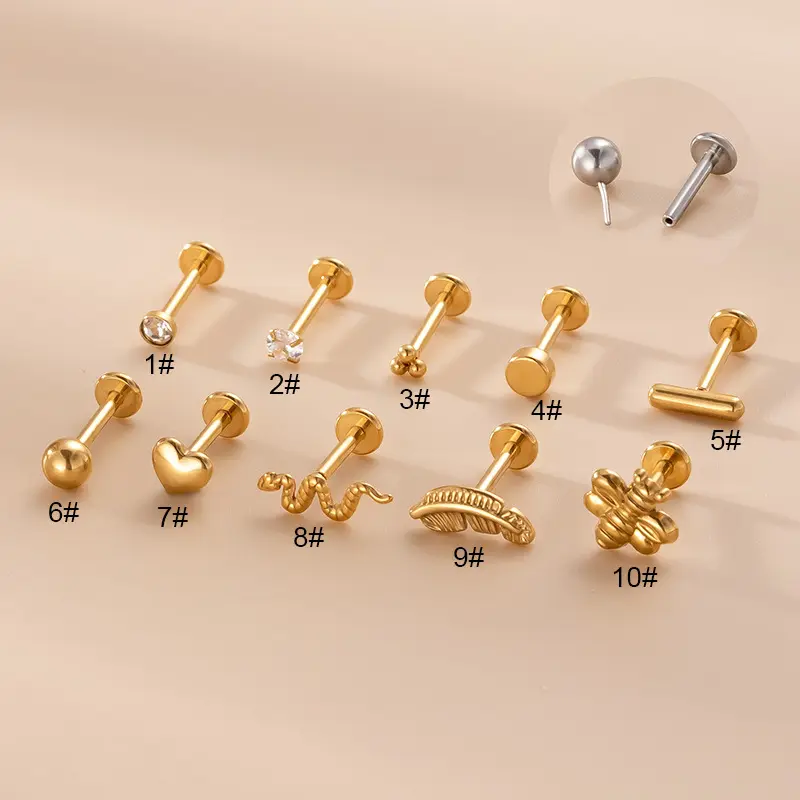 16g piercing bijoux in acciaio inox orecchio setto labbro labret piercing stud gioielleria raffinata piercing gioielli