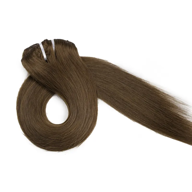 Compra de fábrica 100% Remy extensiones de cabello de 40 pulgadas con clip, clip crudo en extensiones de cabello humano 300g, extensión de clip de cabello humano Remy