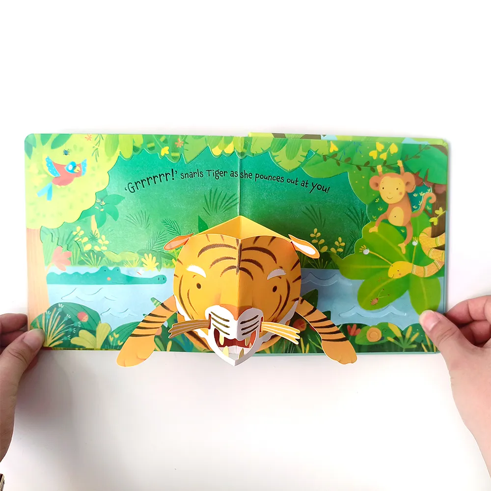 2023 livro infantil personalizado Contos da Selva 3d pop up livros de história do bebê aprendendo brinquedos educativos