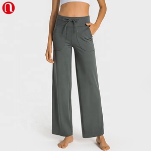 Luluyun Pretty Soft and Comfortable <strong>String</strong> Straight Wide Leg Pants for Women Casual <strong>Elastic</strong> High Waist Loose Long Pants - Product Image 1
