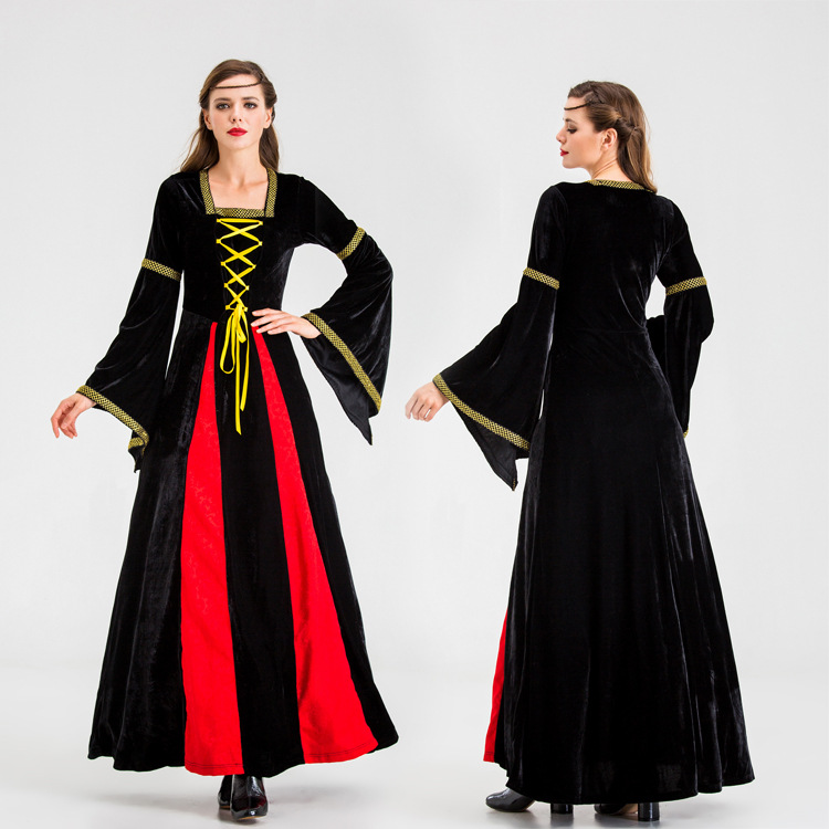 Vestido negro medieval renacentista.