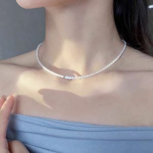 925シルバー透明釣り糸ネックレス、女性の鎖骨チェーン気質