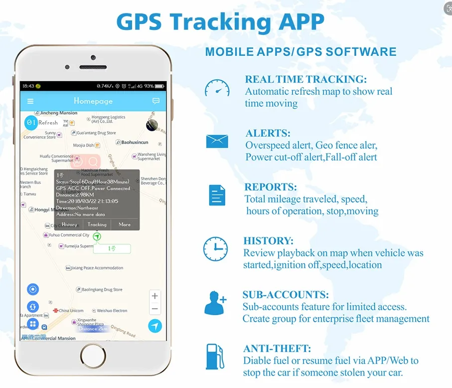 Kablosuz kurulum-ücretsiz Mini çok fonksiyonlu GPS takip cihazı OBD 2g/4g APP TR04 ile araba gerçek zamanlı izleme için