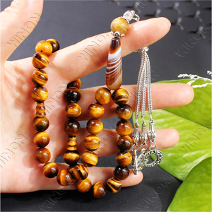 फैक्टरी थोक 33 प्राकृतिक बाघ नेत्र पत्थर टास्बिह मिसाहा सुधा मुस्लिम (ईसालैमिक) रस्सी प्रार्थना - Product Image 5