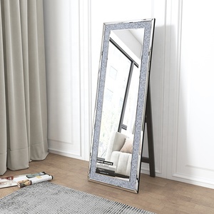 Sang trọng nghiền nát kim cương đầy đủ cơ thể đứng gương cho phòng khách Hot Bán hình chữ nhật trang trí tường gương - Product Image 3