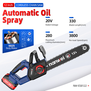 Nanwei OEM özel 12 inç güvenlik kilidi ile 2 pil akülü güç zincir testereler el küçük testere elektrikli zincir testere - Product Image 3