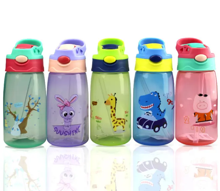 Botol Air Anak-anak, 450 Ml Botol Air dengan Pop-Up Tutup Flip BPA Bebas BPA Botol Air Akrilik Dinding Ganda Terisolasi Tumbler