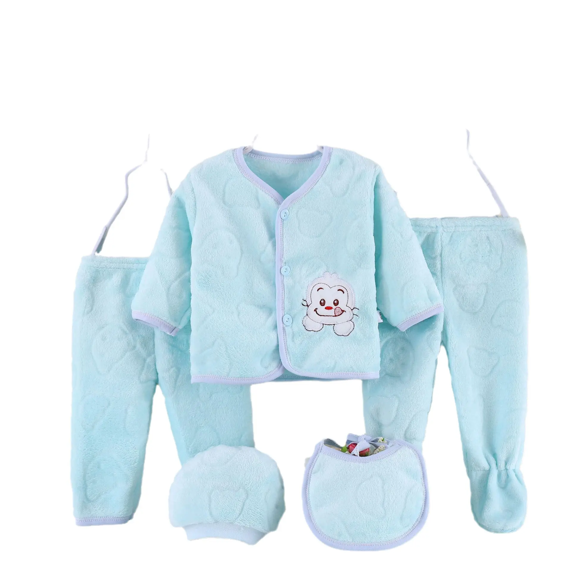 Yenidoğan bebek ürünleri 5 parça yenidoğan şartları bebek giysileri toptan kış sevimli Layette hediye seti