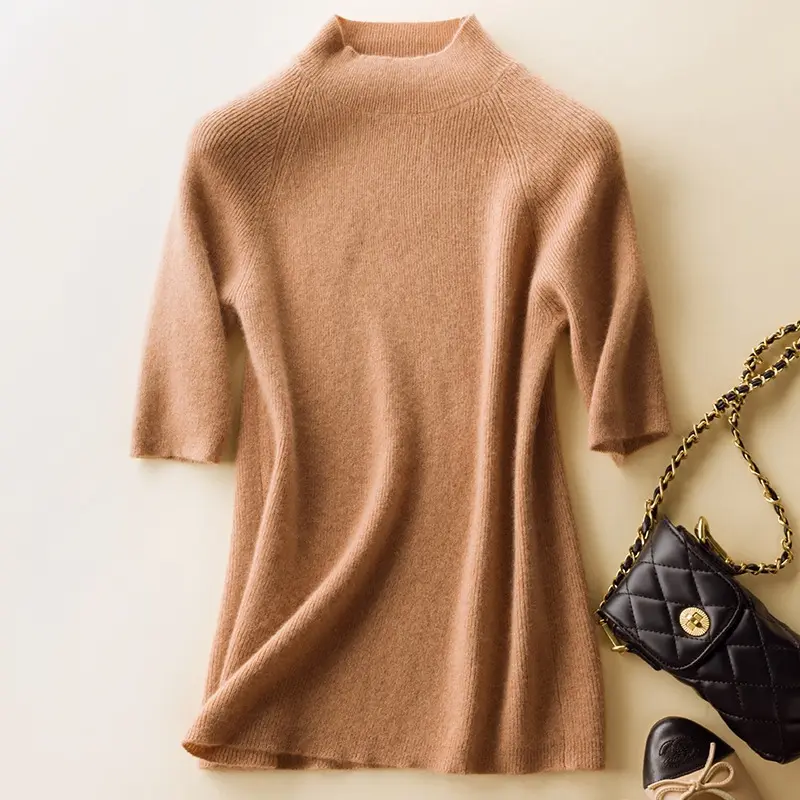 IMF Spring New Arrival High Quality Half Turtleneck Women Spring Half Sleeve Cashmere Sweater