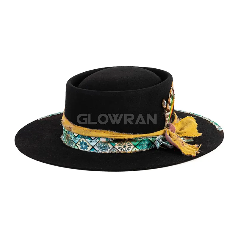 Großhandel 2023 Outdoors Luxus Vintage Fedora-Hüte mit Breitkante Wollgefühl Frauen versandfertig