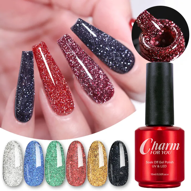 UV Gel Polish nhà sản xuất 16 màu sắc long lanh phản quang Gel Nail Polish giáng sinh Gel Polish