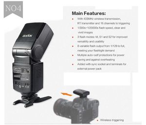 Godox Thinklite相机闪光灯TT520II内置433兆赫无线信号，适用于Can ** Nik ** Pentax So ** 富士奥林巴斯DSLR相机 - Product Image 3
