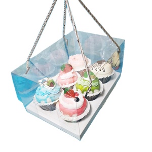 New Design 6 Cavity Muffin Doughnut Clear Plastic Pastry Cupcake Package Box with <strong>String</strong> <strong>Handle</strong> - Product Image 1