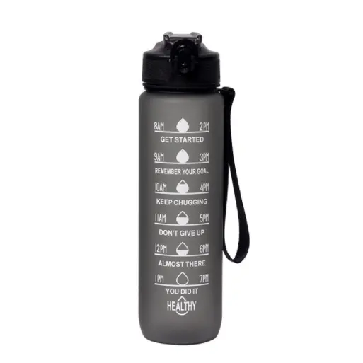 Leakproof Tritan BPA मुक्त के साथ 1l फिटनेस आउटडोर खेल पानी सुराही समय मार्कर बड़े प्लास्टिक प्रेरक पानी की बोतल