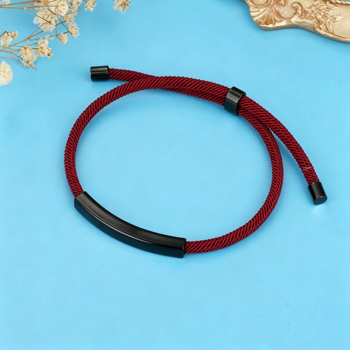 Ciondolo nero + cordoncino rosso scuro