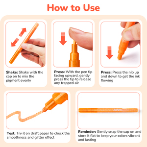 Joycat Glitter Marker Atacado Dual Tip Canetas Glitter Cores Metallic Shimmer Marker para DIY Fazendo Cartões de Natal Desenho Brinquedos - Product Image 4