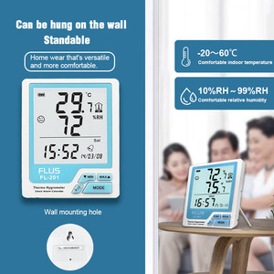 Termómetro Digital, higrómetro con pantalla LCD grande y función de reloj, Sensor de temperatura, medidor de humedad