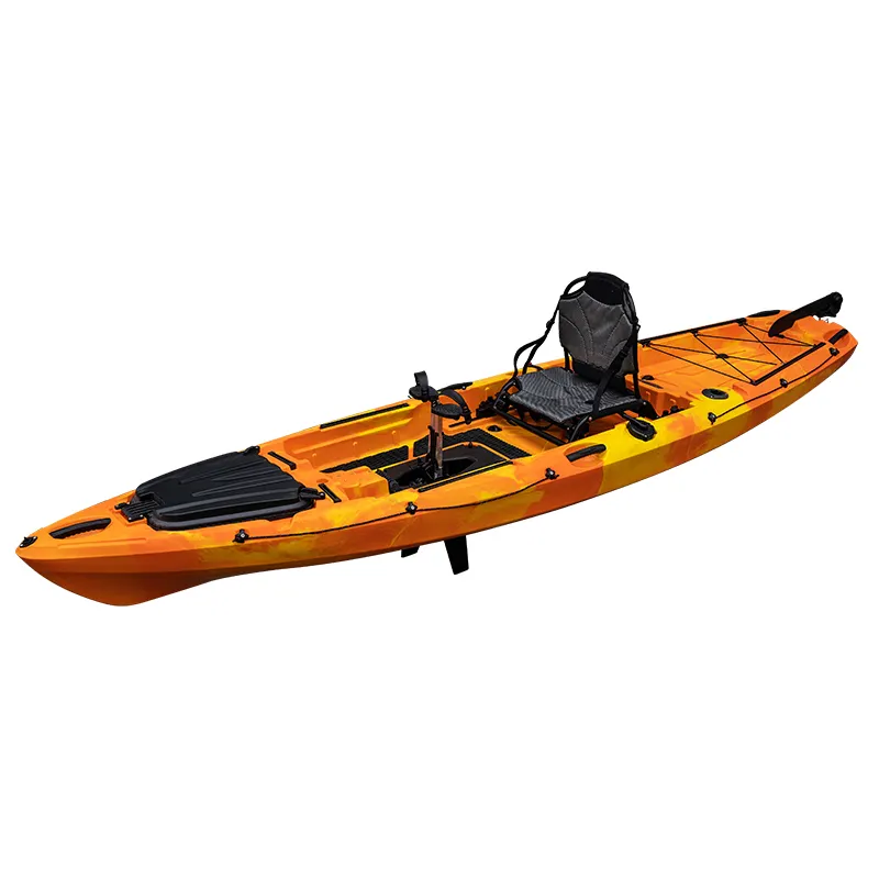 Kuer 12ft Flipper đạp ổ đĩa Kayak nhựa LLDPE đạp Kayak thuyền với bàn đạp cho câu cá