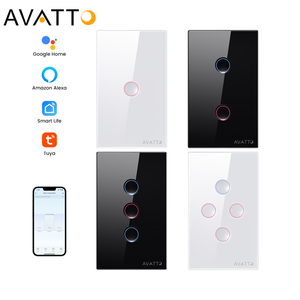 AVATTO CE RoHS 1/2/3/4ギャング米国標準TuyaAlexaリモートコントロールライトスマートホームウォールタッチライト<span class=keywords><strong>Wifi</strong></span>スマートスイッチ - Product Image 1