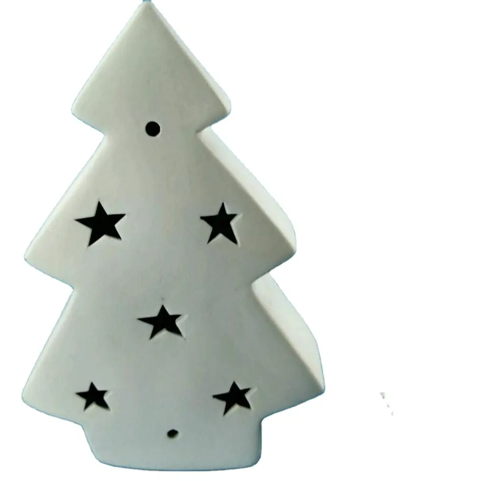 اليد رسمت الأبيض حامل شمعة شجرة عيد الميلاد اليدوية السيراميك فانوس عطلة الزينة هدية فكرة