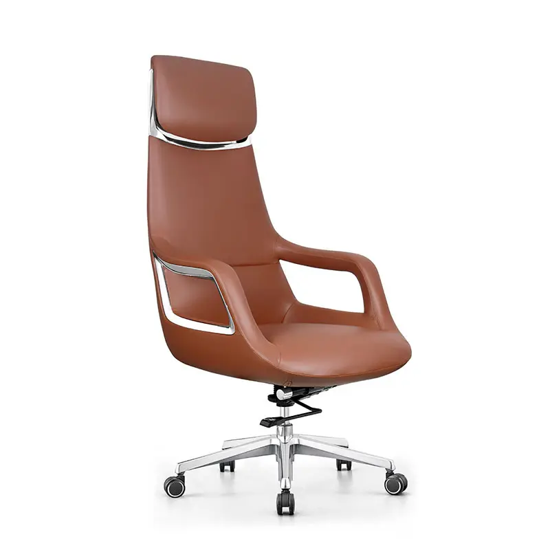 Kursi komputer ergonomis putar modern mewah, penata kursi kantor dudukan kulit asli