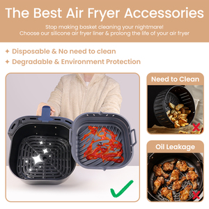 Customize 6L Air Fryer Pot 7.9/8.5in High Resistant Square Silicone Reusable and Foldable air Fryer Liners for <strong>Baking</strong> &amp; Cooking - Product Image 5