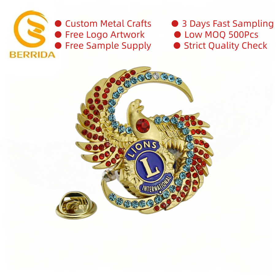 Badge souvenir d'organisation incrusté de strass Phoenix