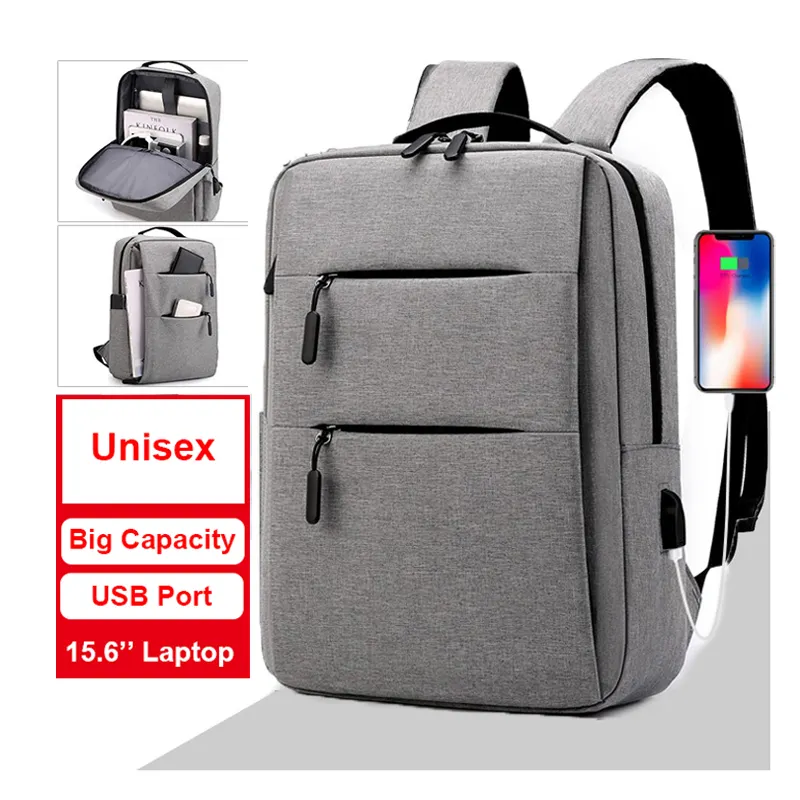 Omaska mochila escolar usb de baixo perfil, estilo com fone de ouvido, bolsa para livro de lazer para estudantes jack