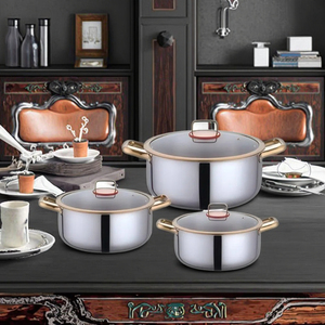 Sang trọng 6-Piece chuyên nghiệp Đức thép không gỉ cảm ứng <span class=keywords><strong>Cookware</strong></span> Set cao cấp không dính bếp chảo - Product Image 4