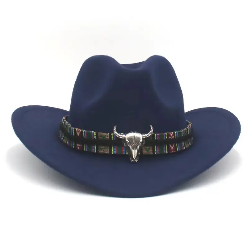Hot Western fieltro sombrero de vaquero retro diseñador Sombreros de ala ancha Jazz Fedora sombrero para Mujeres Hombres
