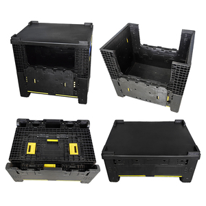 Contenedor a granel grande de alta resistencia, contenedor de almacenamiento plegable apilable, caja de palés de plástico plegable - Product Image 6