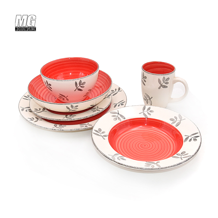 Manufacturer customized unique type pattern ceramic porcelain dinnerware sets without mugs uk