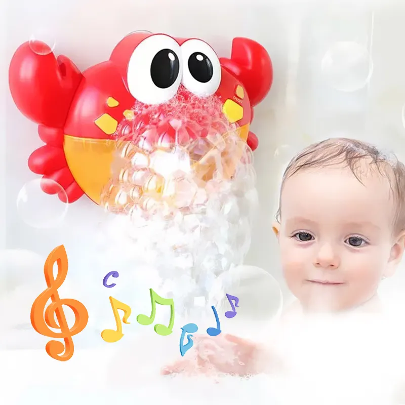 Komik bebek banyo kabarcık makinesi sevimli kabarcık yengeç banyo oyuncak müzik otomatik sabun üreticisi bebek banyo köpüğü