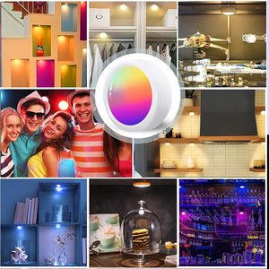 3AA pille çalışan LED itme dokunun dolap dokunmatik altında kabine raf ışığı RGB LED Puck ışıkları uzaktan - Product Image 6