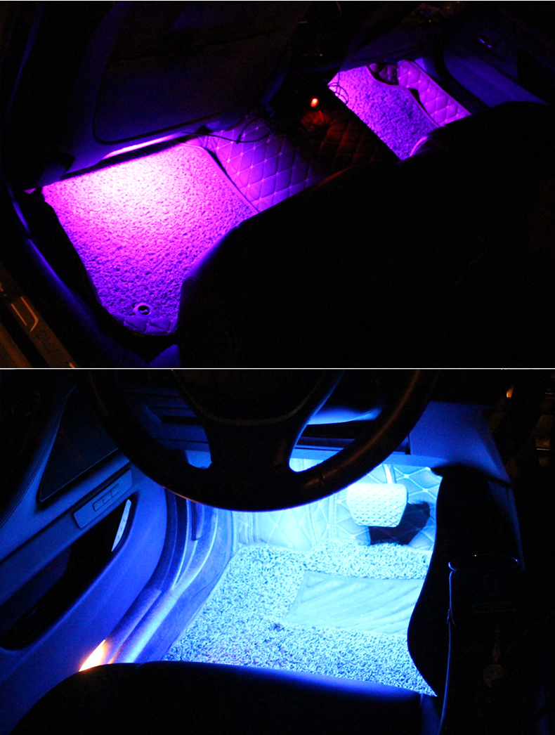 Backlight Music Control App RGB Auto Interior Decorative Atmosphere Light Led Car Foot Ambient Light Neon Mood Lighting With USB
