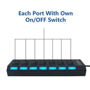 Just <strong>Link</strong> 7-Port LED <strong>USB</strong> 2.0 Adapter Hub Splitter with Power Adapter On/Off Fuse Button for <strong>PC</strong> - Product Image 3