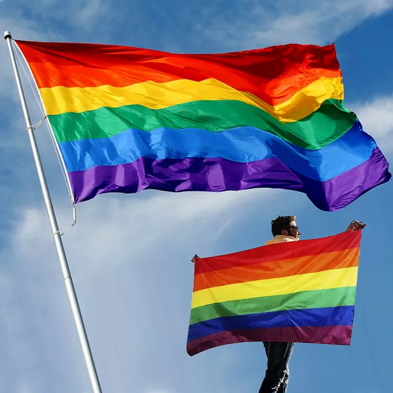Индивидуальный длинный радужный флаг 3*5 футов, 100% полиэстер, на заказ, лесбийский ЛГБТ баннер, гордость, гей-гордость, радужный флаг на заказ