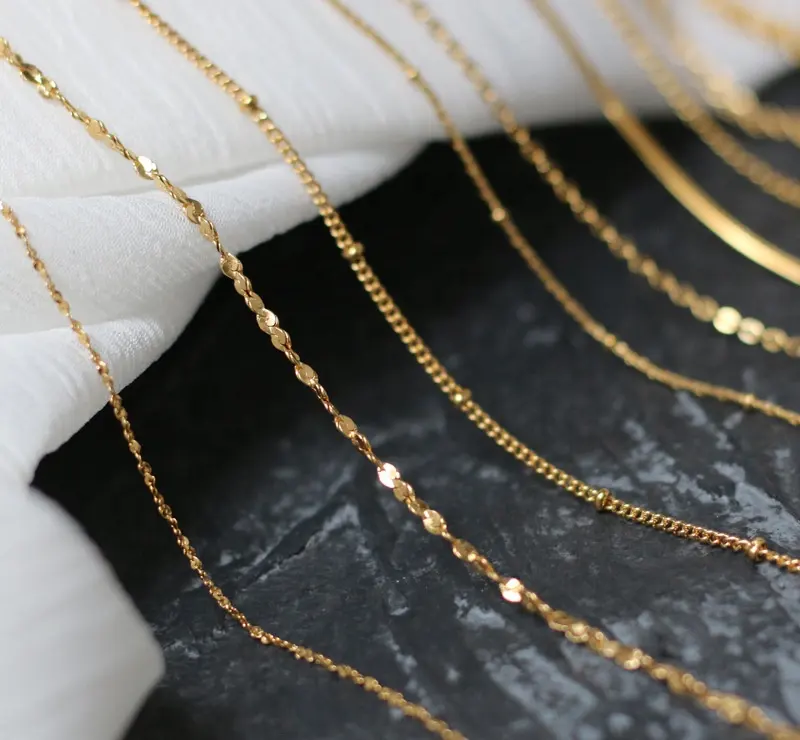 Cadenas de acero inoxidable chapadas en oro de 18k para mujer, joyería, cuerda de serpiente, cadena de eslabones curva, collar de mujer, cadena para fabricación de joyas